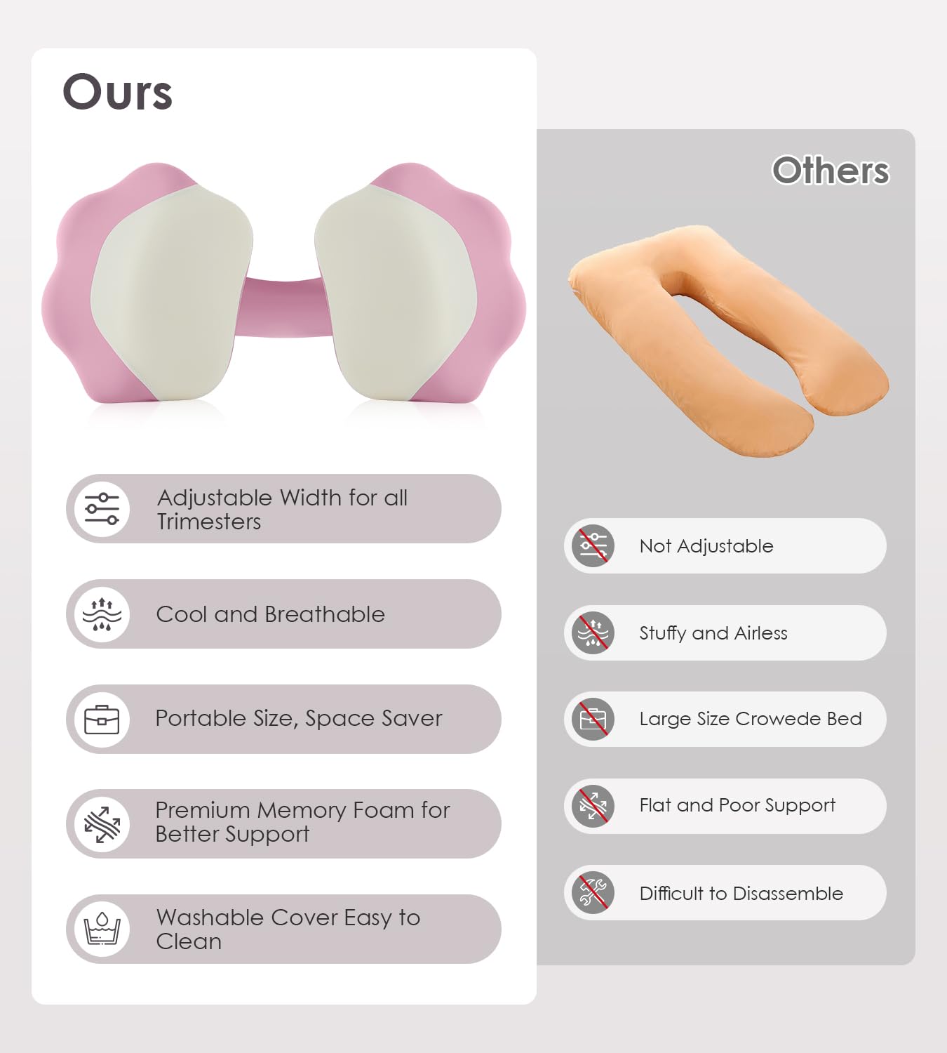 Travel-ready DONAMA pillow shown in a compact setup for on-the-go sleep