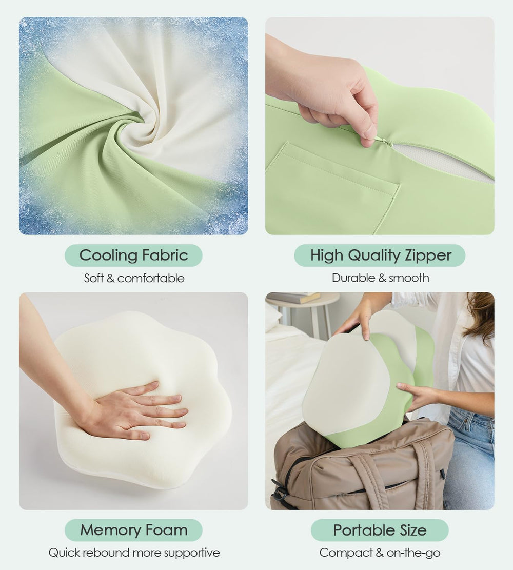 Donama pillow suitable for bed, couch, or car seat use.