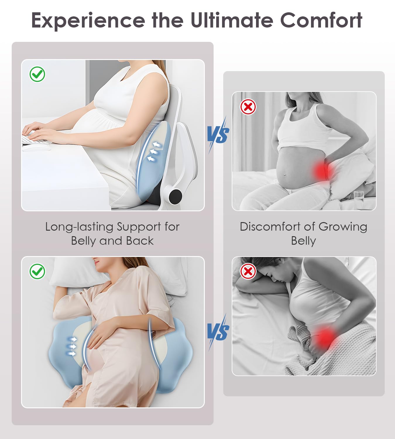 DONAMA extendable sides adapt to your belly for customized comfort.