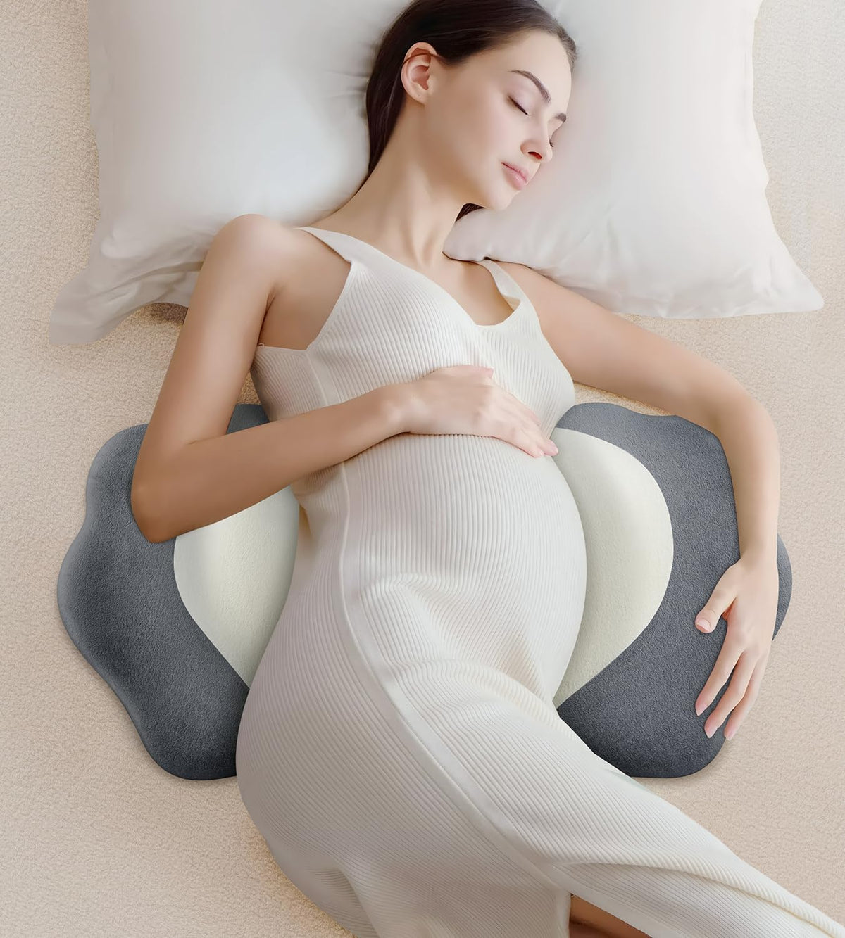 DONAMA memory foam pregnancy pillow supporting back and belly for comfort