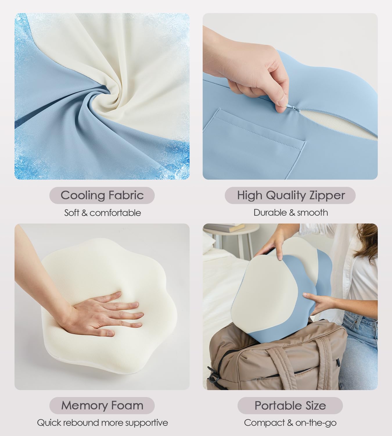 DONAMA lightweight pillow is portable for bed, couch, or car.