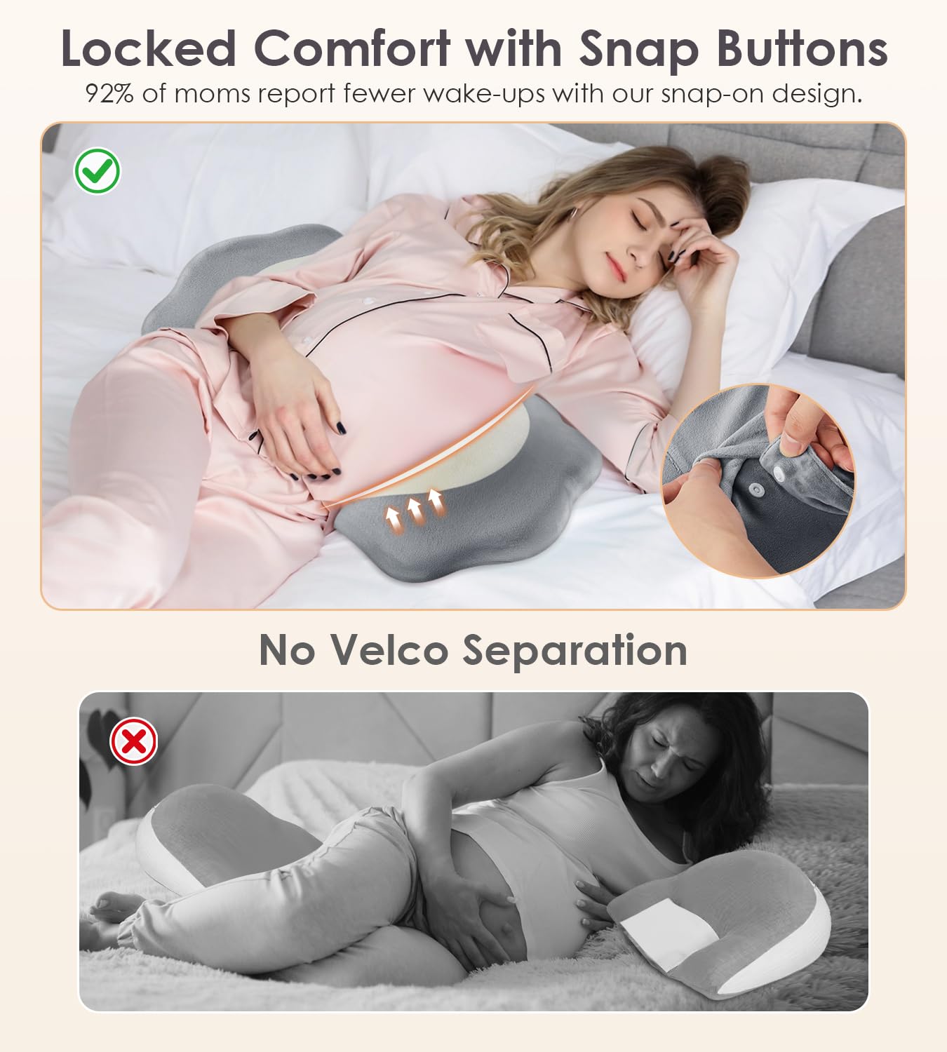 DONAMA secure snap-on design prevents pillow collapse at night