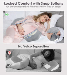 DONAMA pillow with secure snap-on design prevents nighttime collapse.