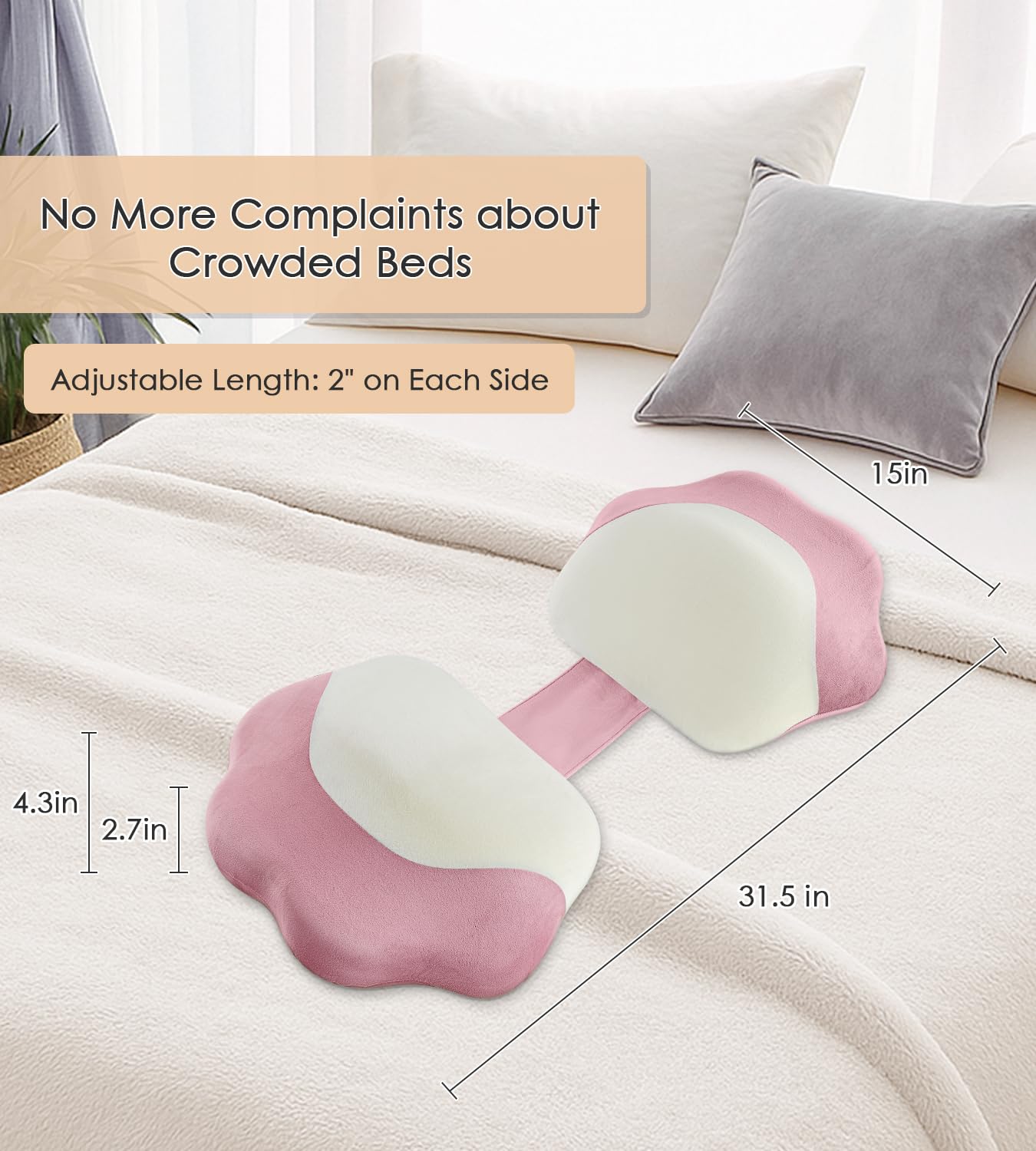 DONAMA W-shaped pregnancy pillow with a 30-degree ergonomic slope supports the belly.