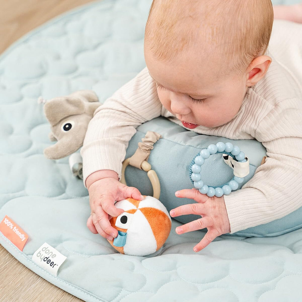 Done by Deer blue visuals and colorful details engage baby during playtime.