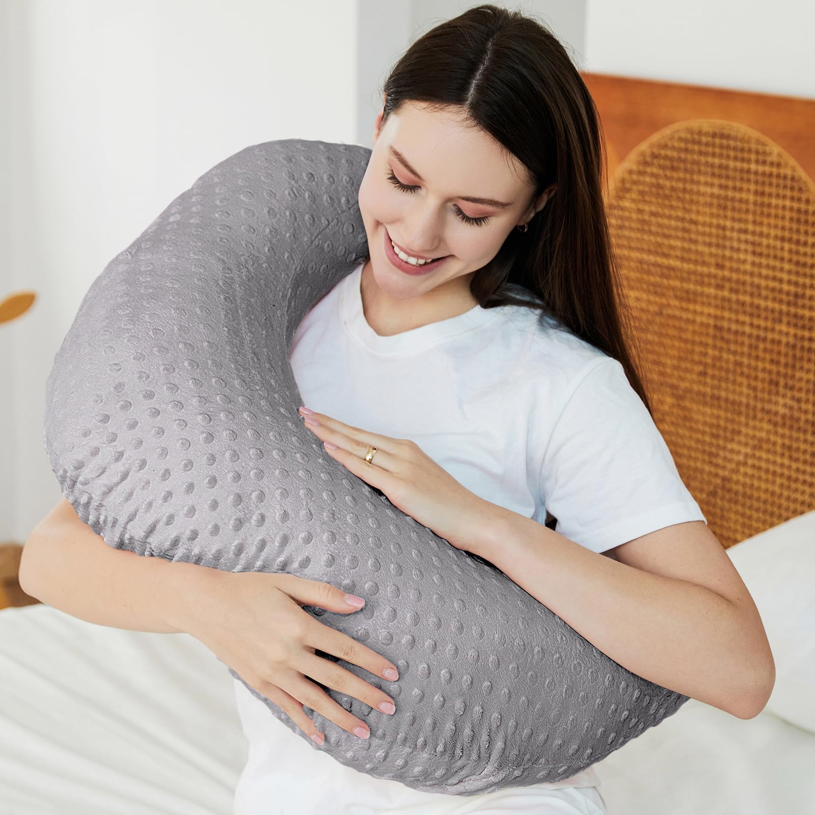 DONOMILO Upgraded Nursing Pillow machine-washable cover for easy cleanup after feeds.