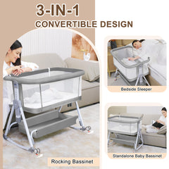 Donpemu bedside sleeper attached to bed with breathable mesh sides