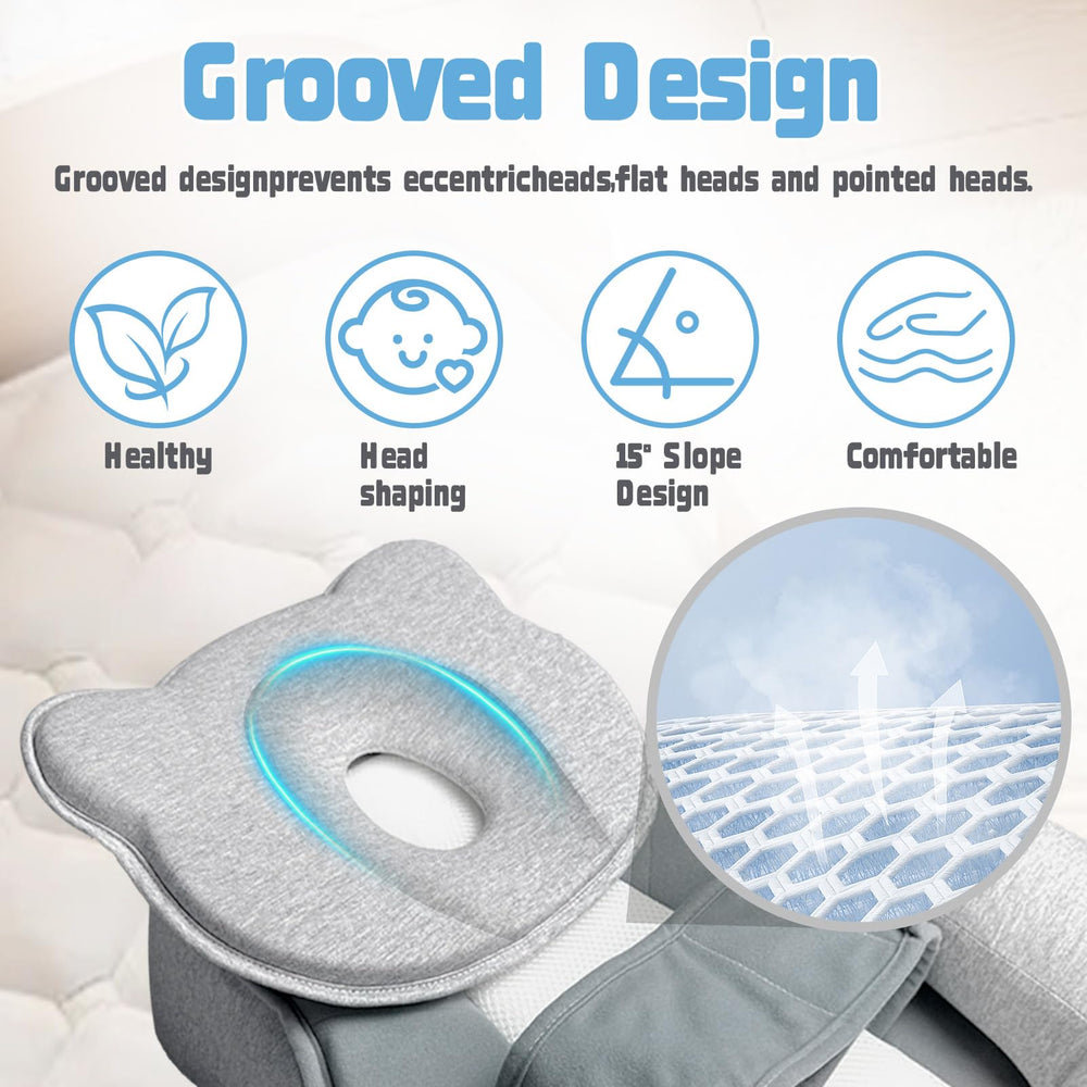 Donpemu memory foam core cushions baby gently for longer restful sessions.