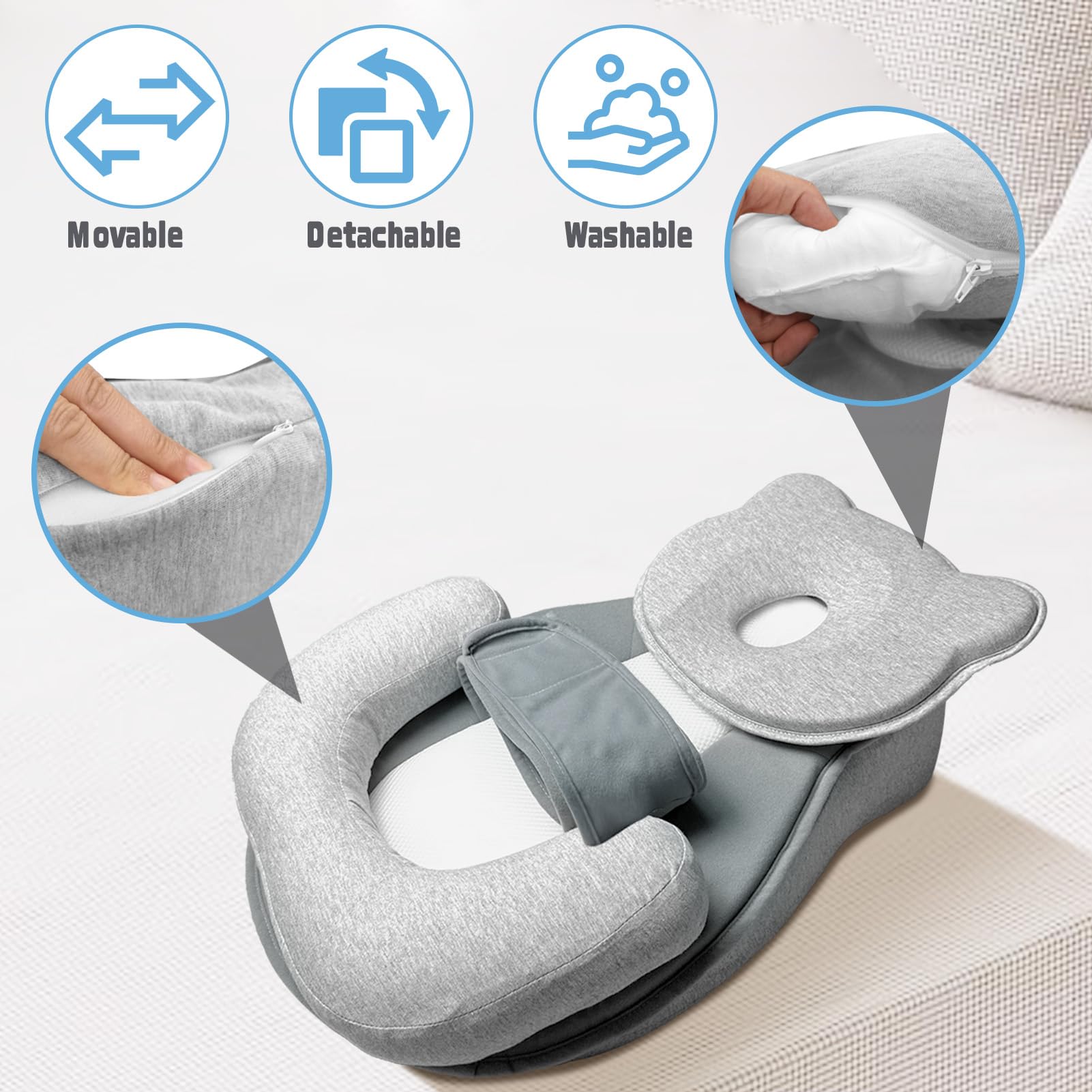 Donpemu memory foam core with 3D-air mesh for breathability year-round.