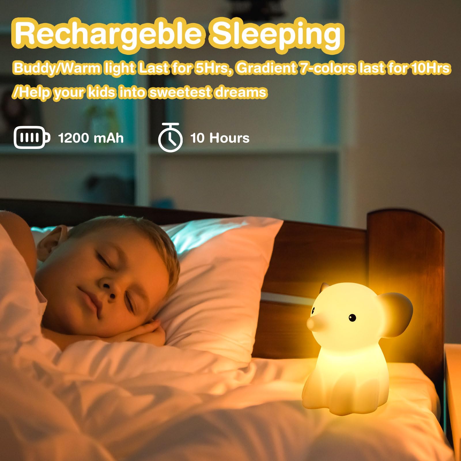 Donsis USB rechargeable night light is portable for travel and camping.