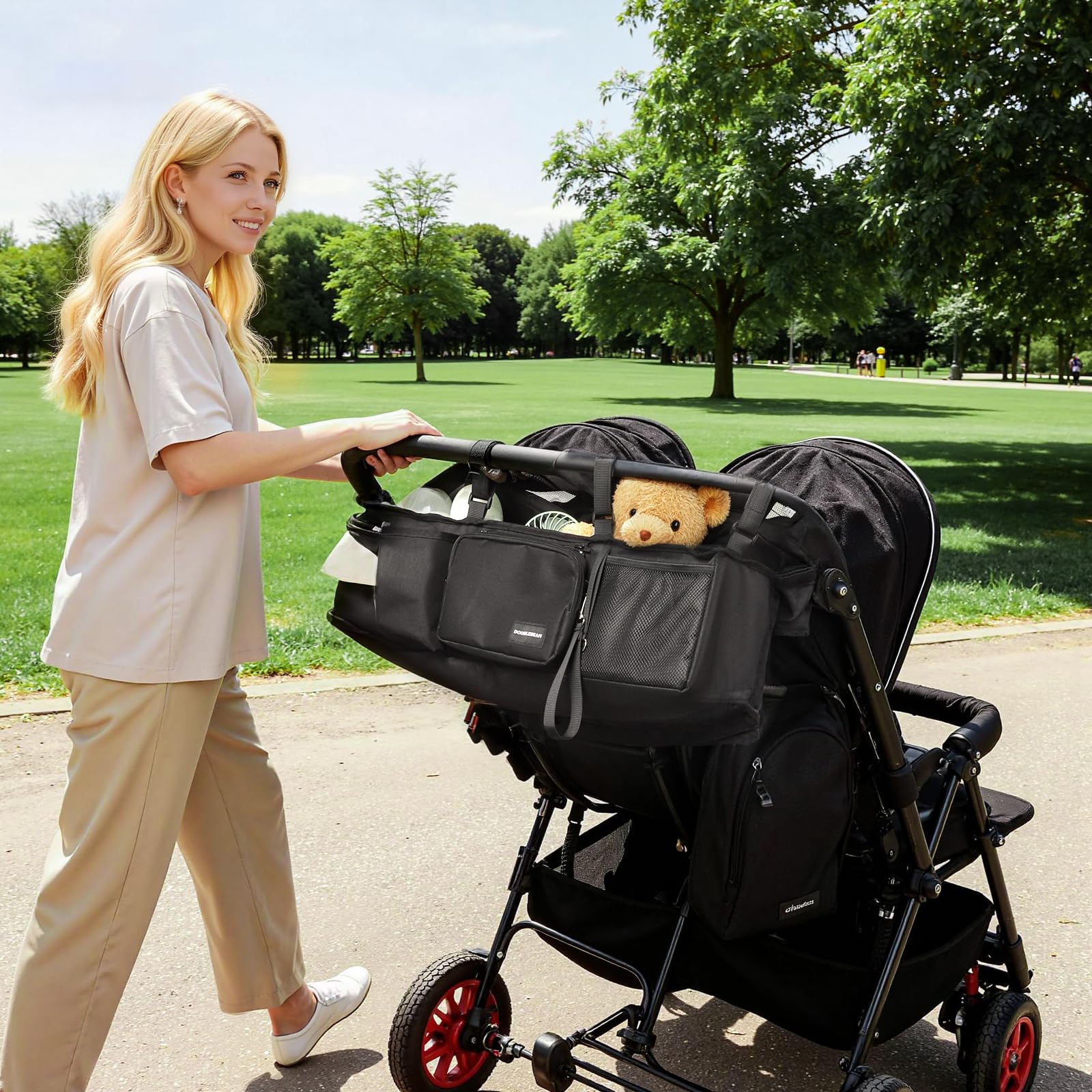 DOODLEBEAN organizer fits handlebars 26 to 31 inches for easy mounting.