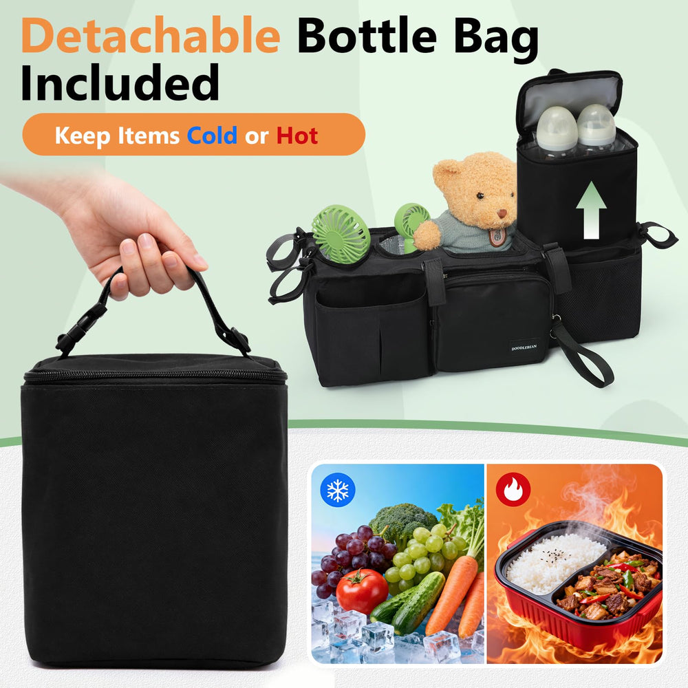 DOODLEBEAN six-strap stability system keeps contents secure on bumpy rides.