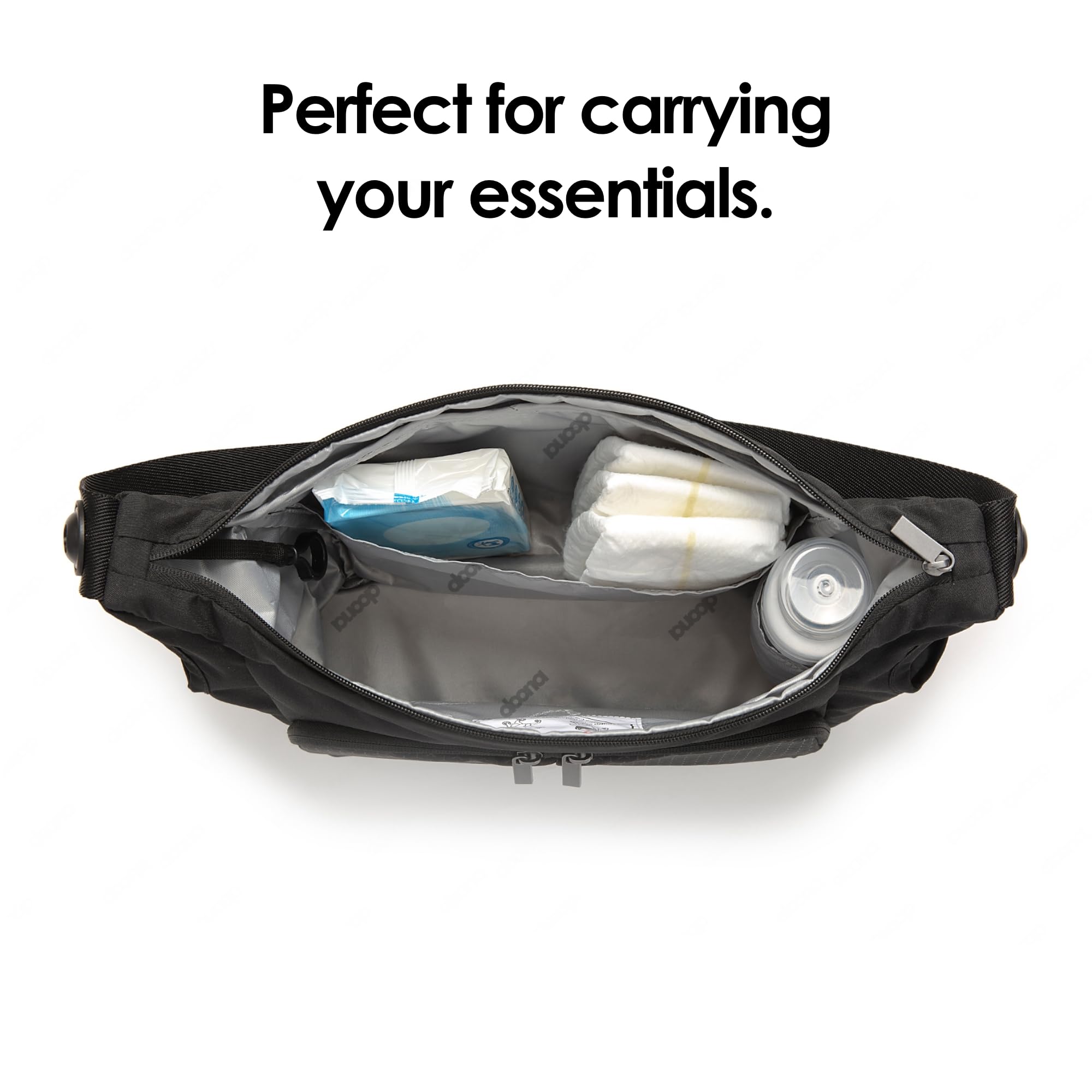 DOONA Essentials Bag top and side zipper openings provide quick access.