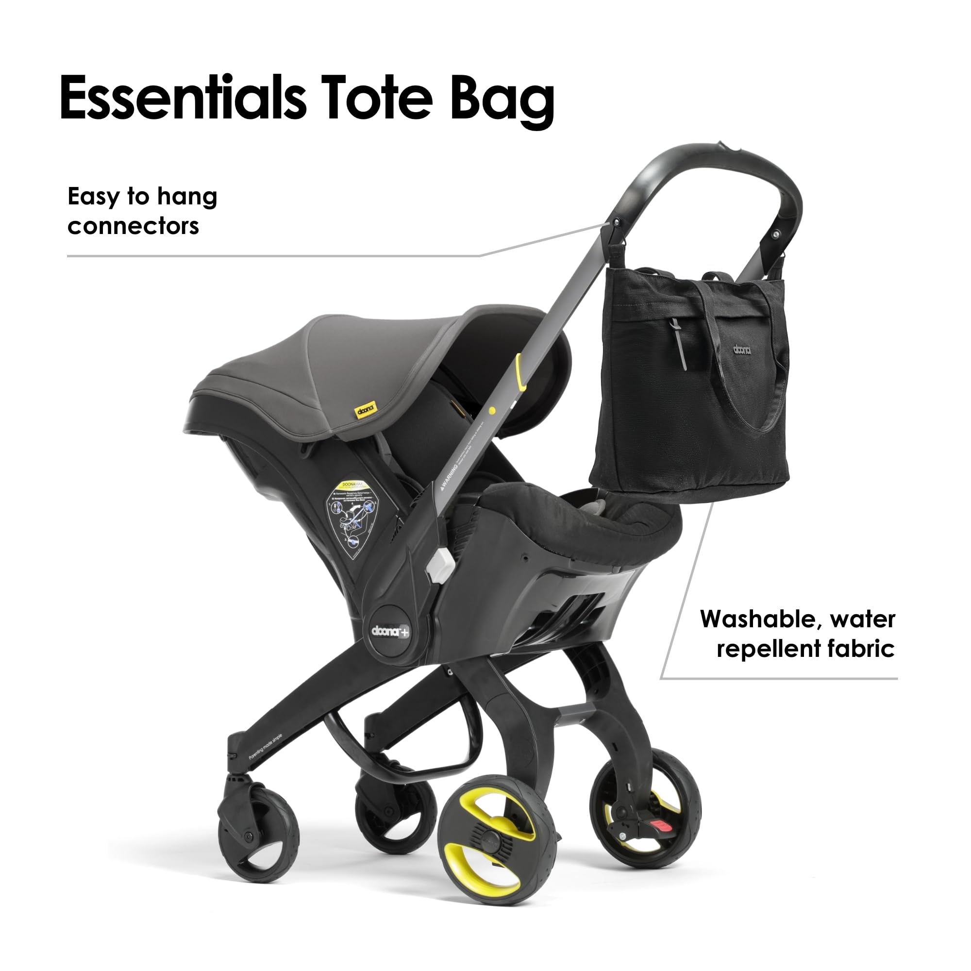 DOONA Essentials Tote Bag close-up of the zipper pocket for secure essentials on the go