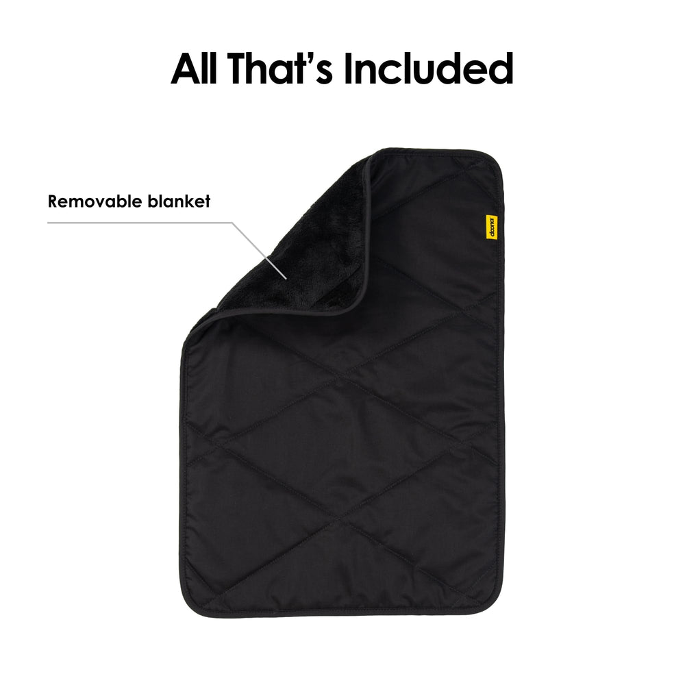 DOONA footmuff water-repellent-materials shield from light rain and snow.