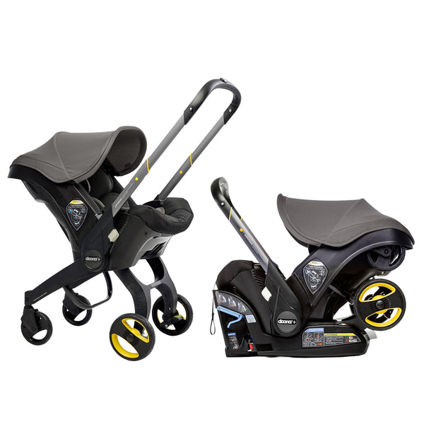 DOONA infant car seat Greyhound front view showing compact travel design.