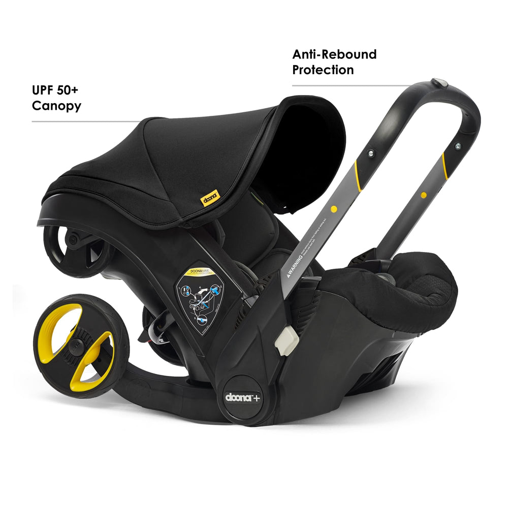 Doona nitro-black stroller-setup highlights easy one-click conversion.