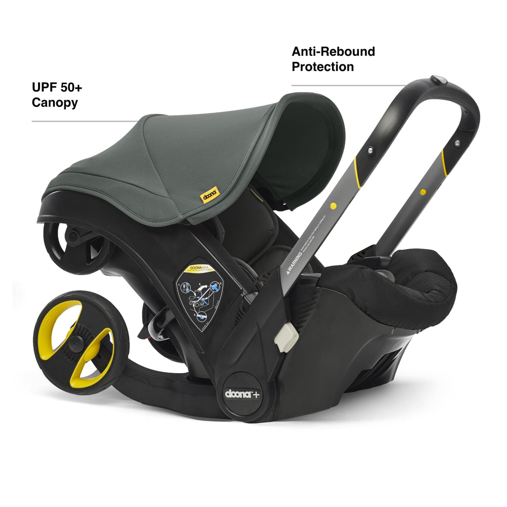 DOONA slate green quick transition from car seat to stroller