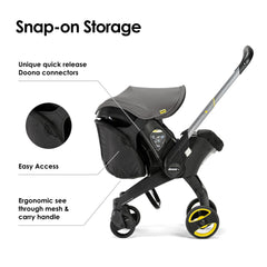 DOONA Snap-On Storage's mesh panel keeps items visible and reachable.