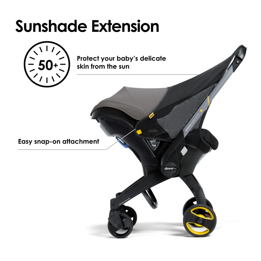 DOONA Sunshade Extension provides UPF 50+ protection during stroller outings.