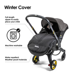 DOONA winter cover showing water-repellent exterior protecting against wind and light rain