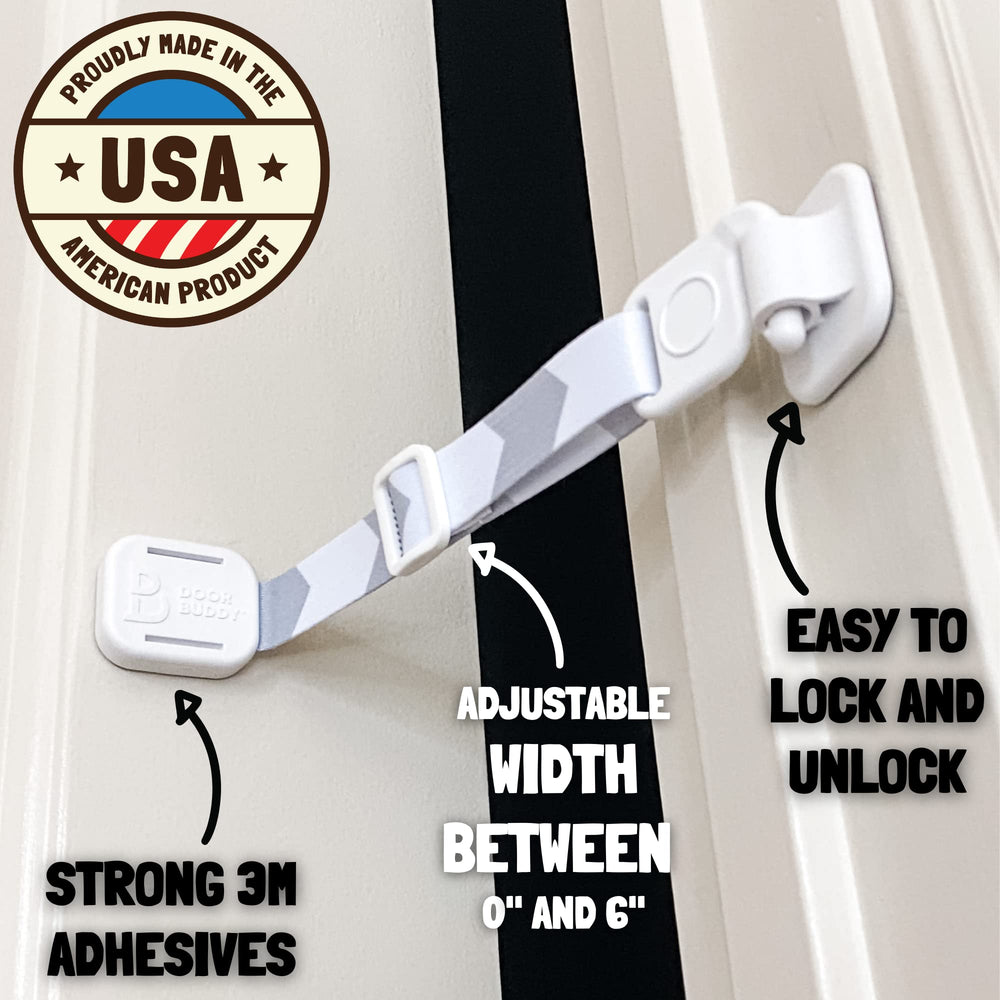 Easy installation on a door frame with no drywall damage.