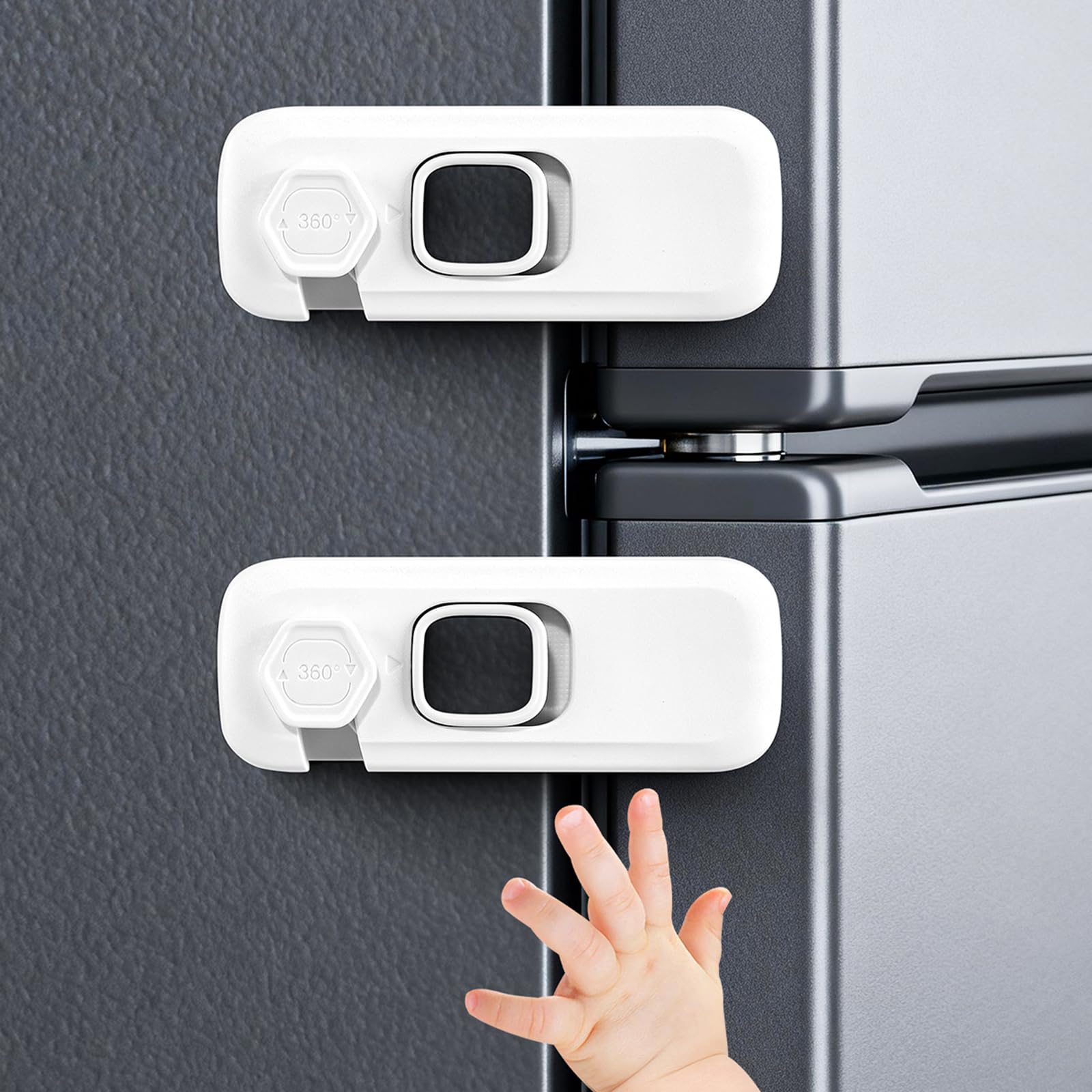 Dorabaliy fridge locks for kids 2-pack showing adhesive installation