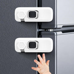 Dorabaliy fridge locks for kids 2-pack showing adhesive installation