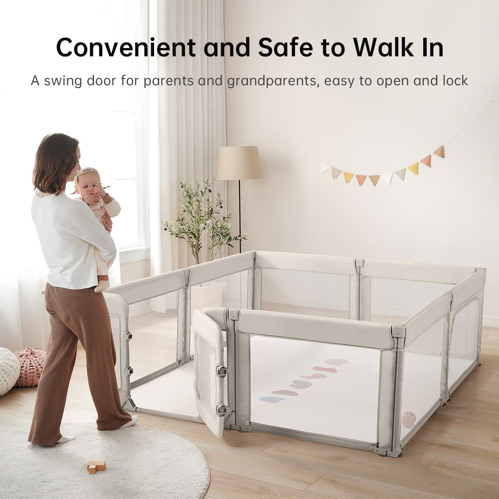 DoraDotey adjustable playpen size lets you fit any space.