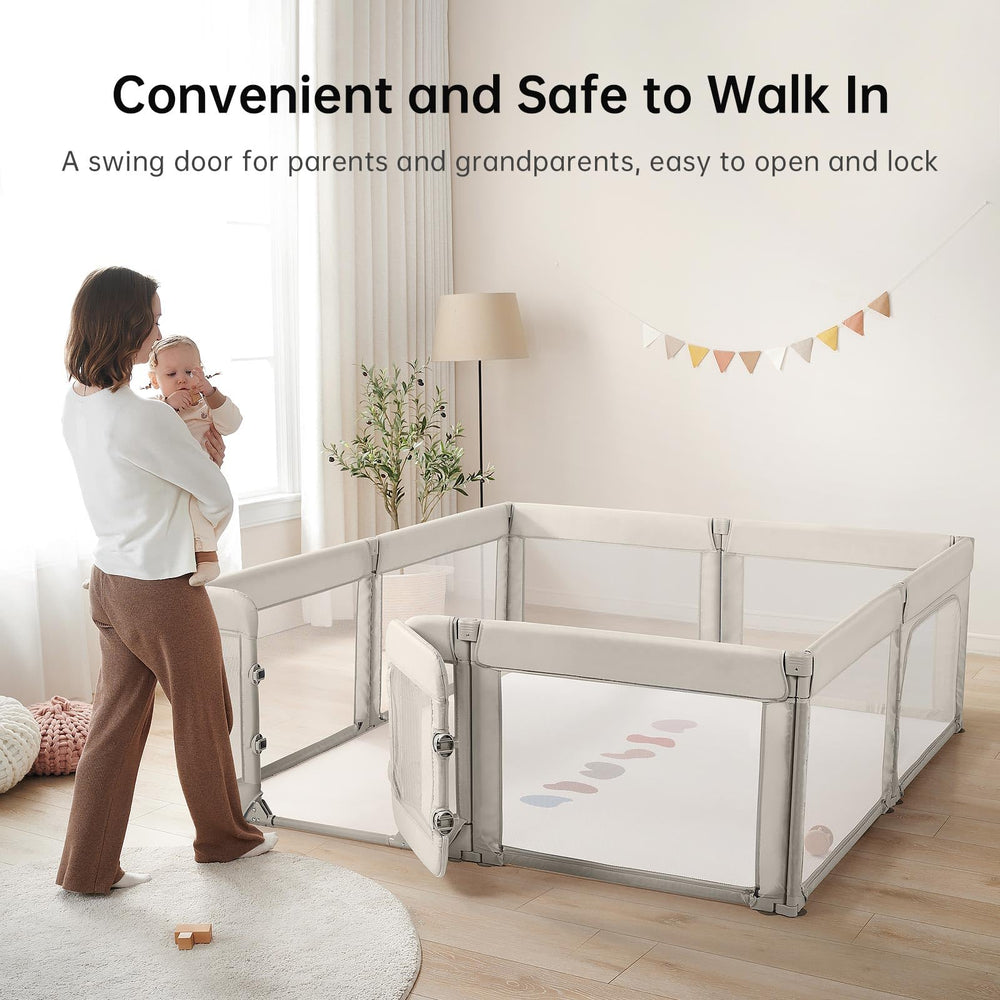 DoraDotey adjustable playpen size lets you fit any space.