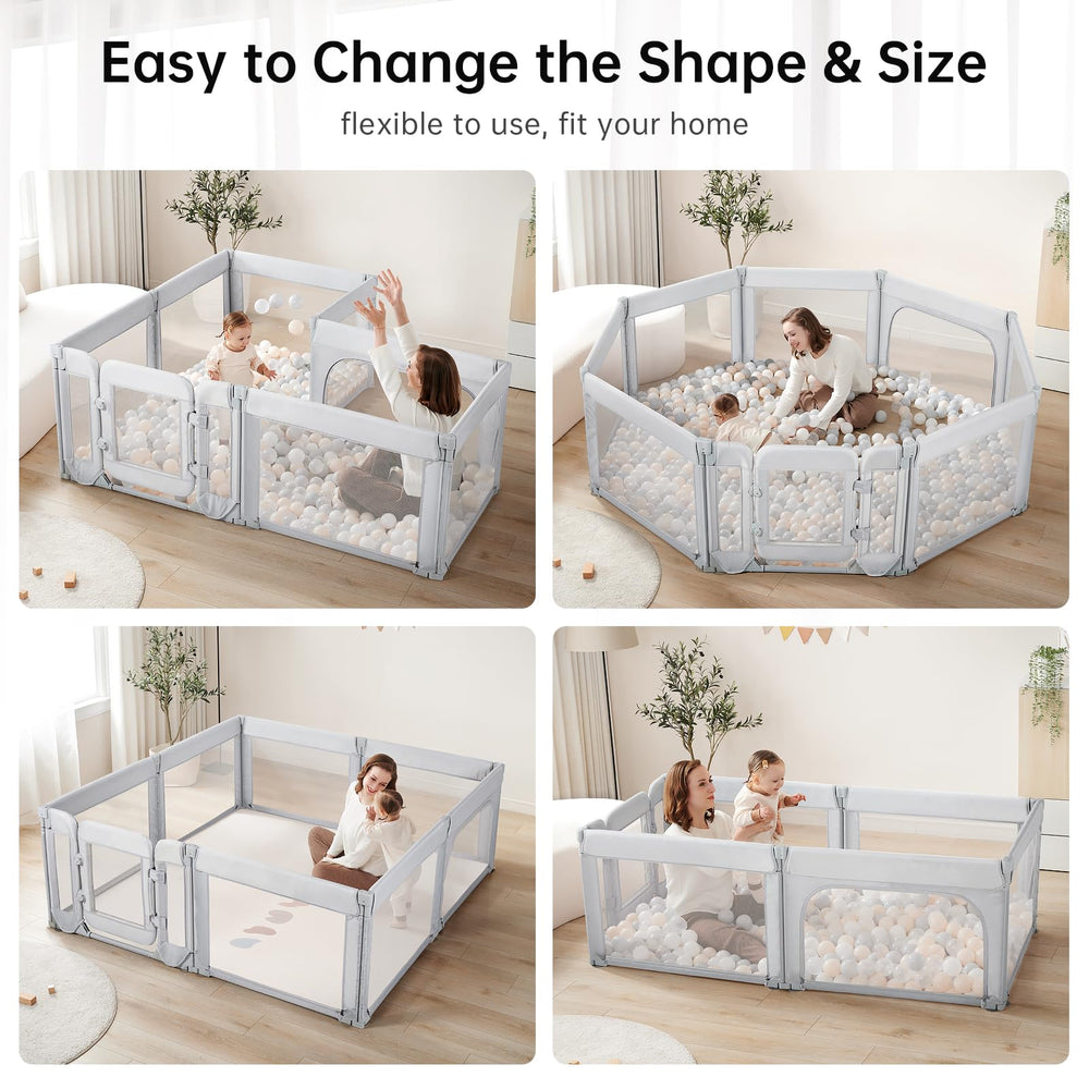 Dora dotey foldable 8-panel playpen allows customizable setup.