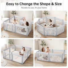 Dora dotey foldable 8-panel playpen allows customizable setup.