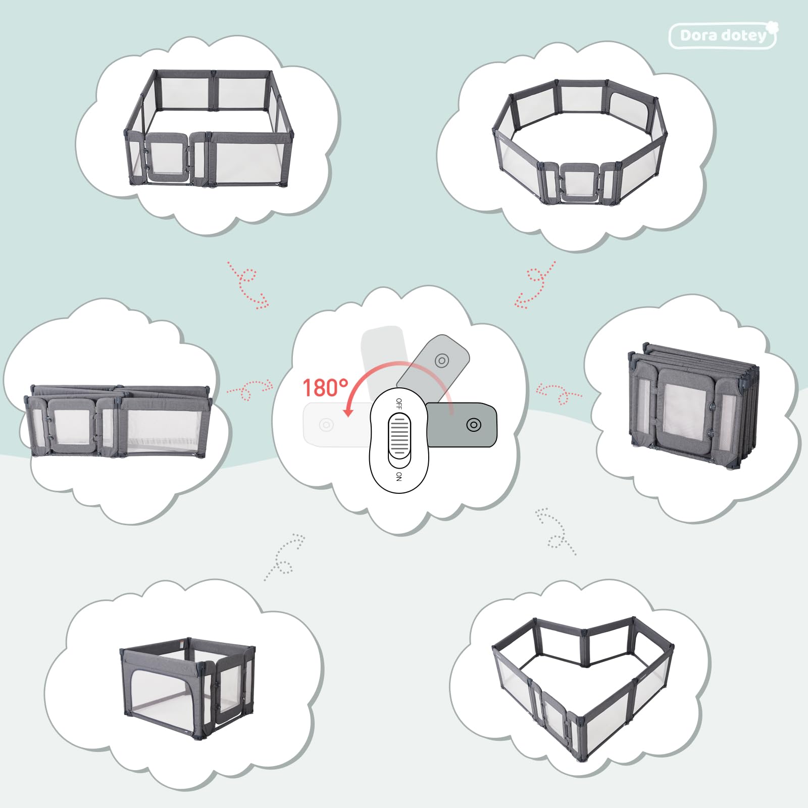 Heavy‑duty Dora dotey play yard with sturdy frame and safety features.
