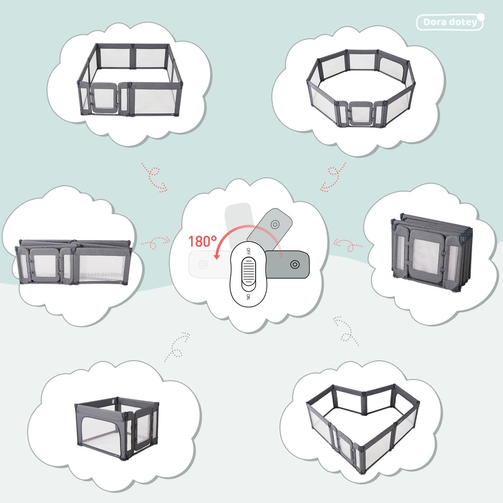 Heavy‑duty Dora dotey play yard with sturdy frame and safety features.