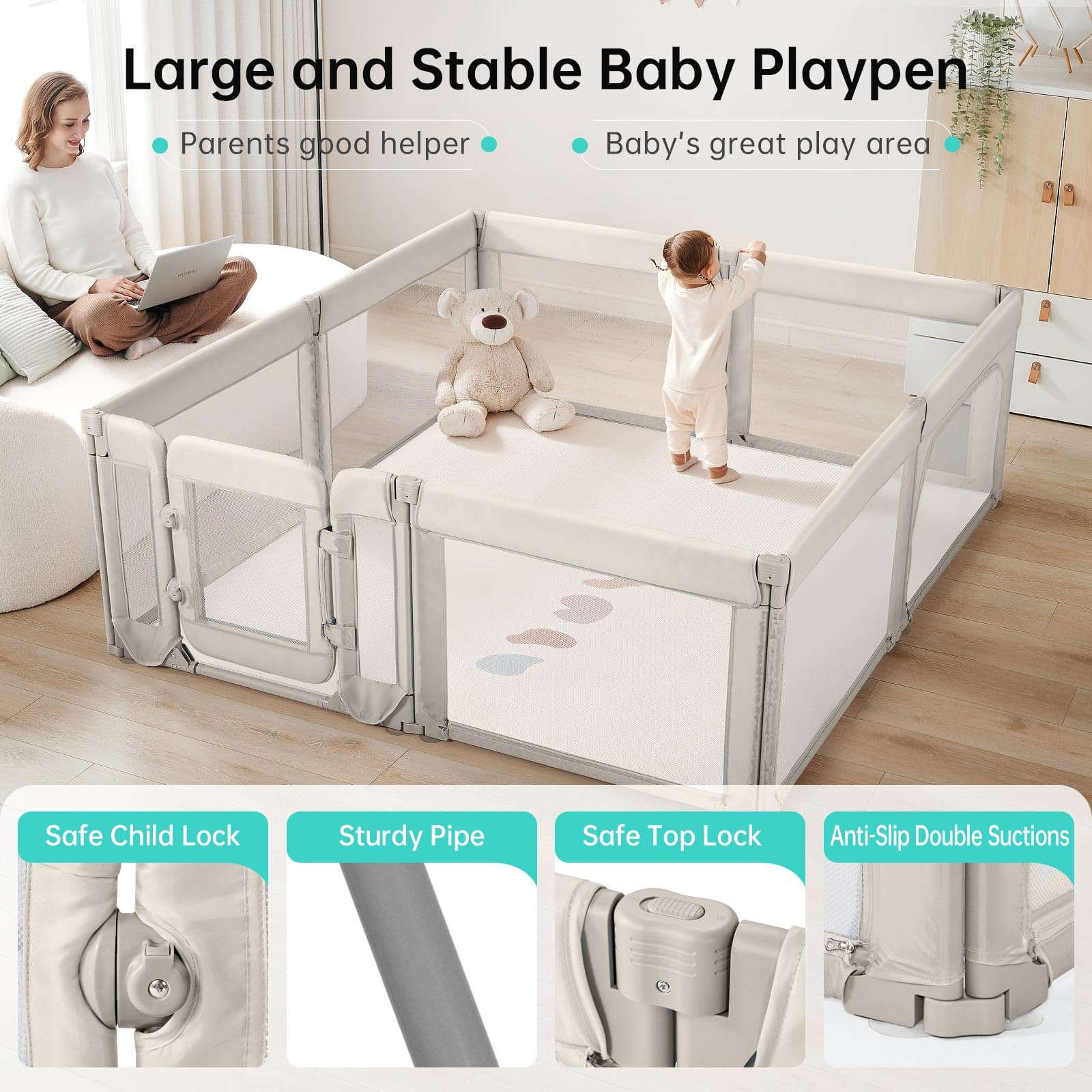 DoraDotey safety padded rails cushion bumps during active play.