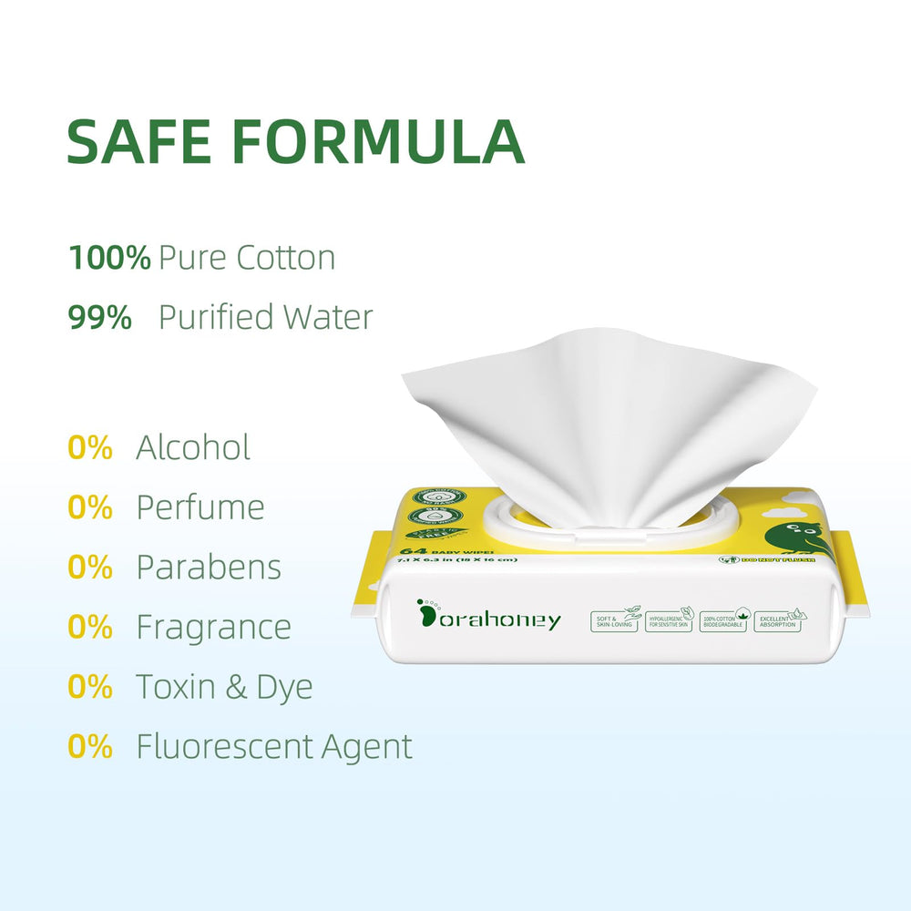 DORAHONEY hypoallergenic wipes designed for sensitive skin.