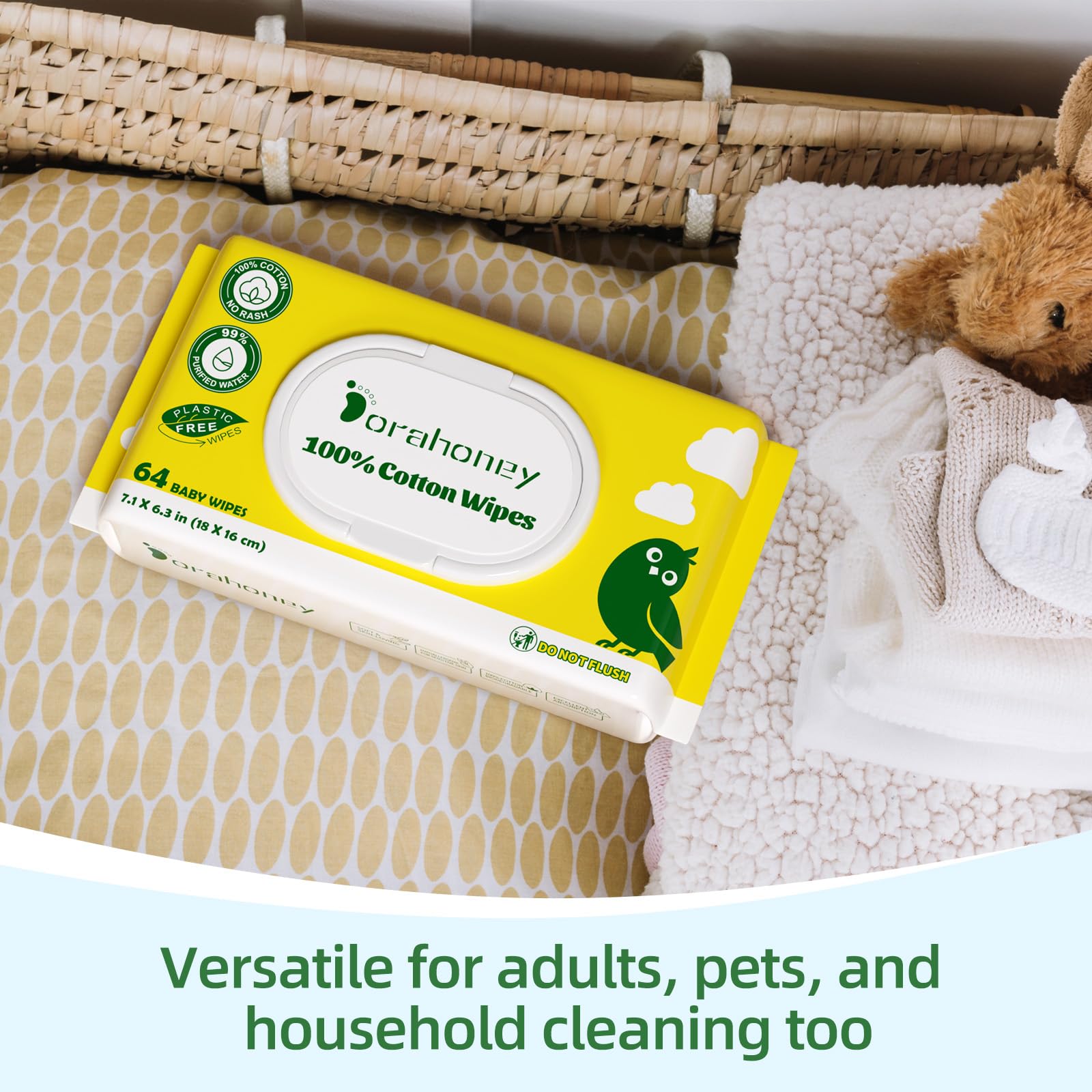 DORAHONEY one-wipe-at-a-time dispense design for convenience.