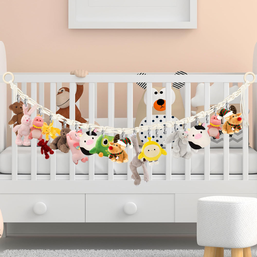 Dorblely corner hanging design supports horizontal or vertical plush display.