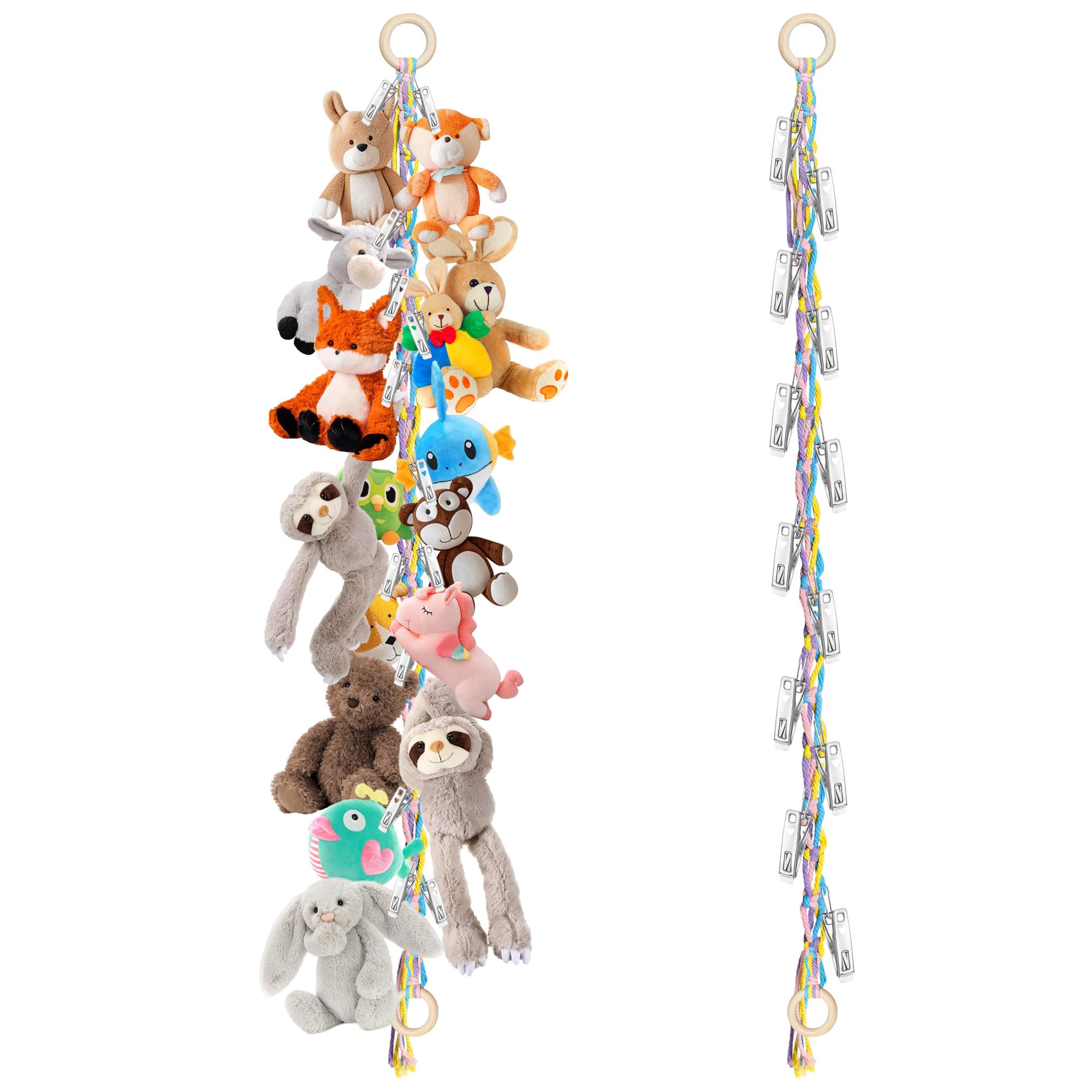 Dorblely hanging stuffed animal hammock displays plush neatly, saving floor space.