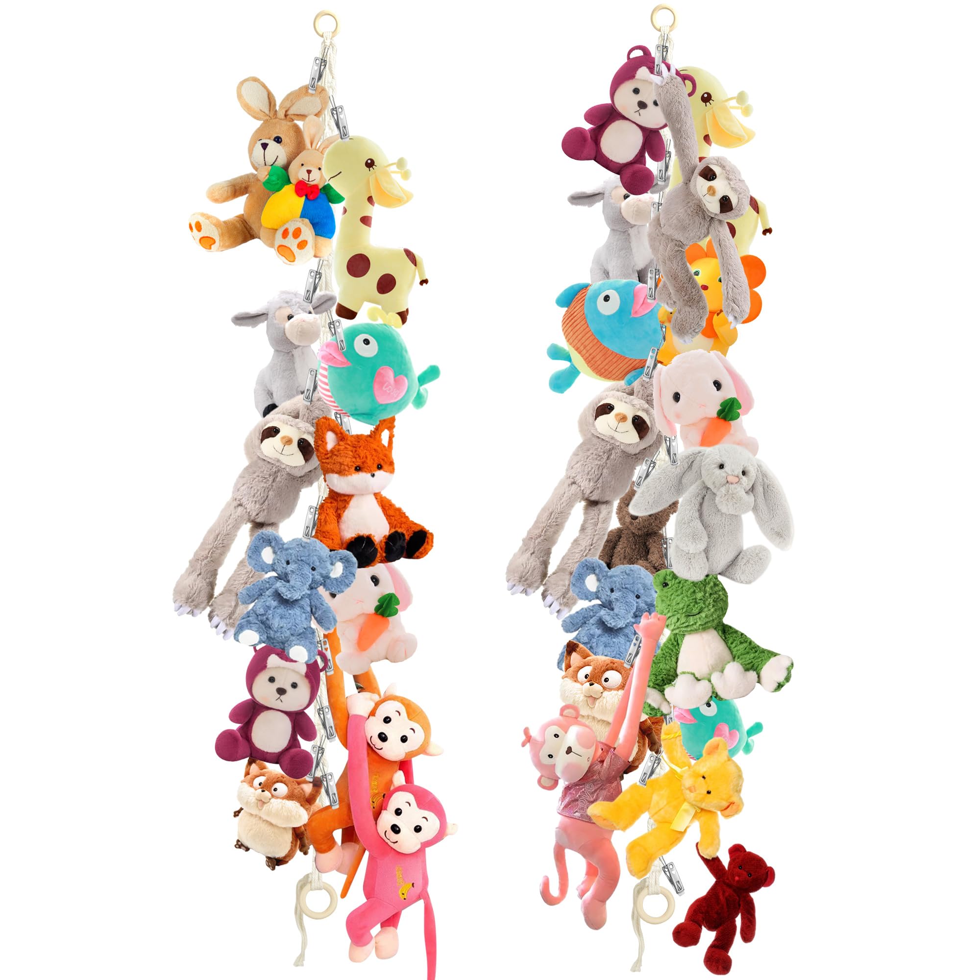 Dorblely stuffed animal hammock setup in a corner for organized toys