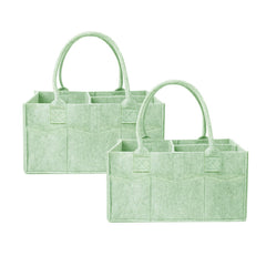 Dorcy baby diaper organizer bags green 2-pack keeps nursery essentials neatly arranged.