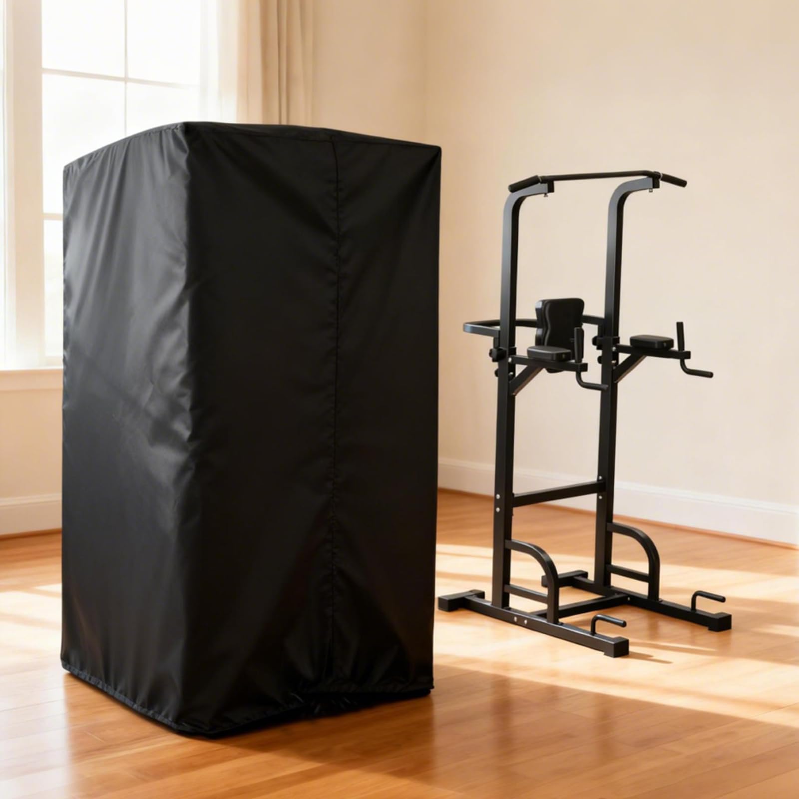 DORMIYA pull up bar cover with drawstring secures against wind.