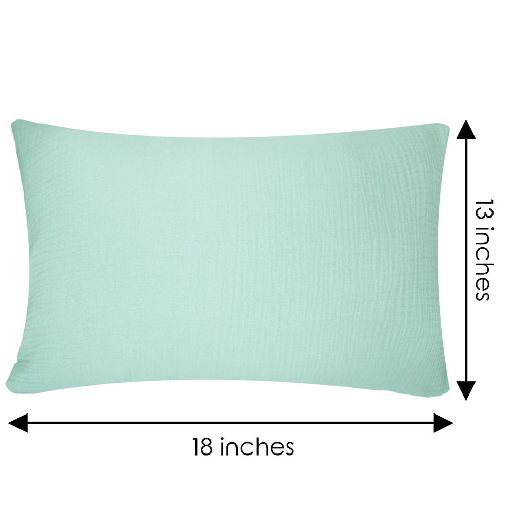 Dormlony envelope design closeup demonstrating easy back flap for quick pillow changes.