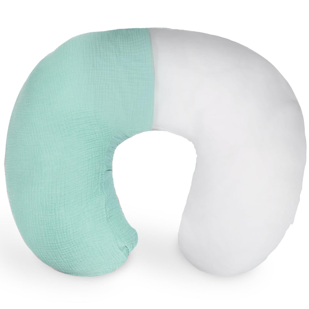 Dormlony nursing pillow with removable muslin cover for easy cleaning and comfy feed sessions.