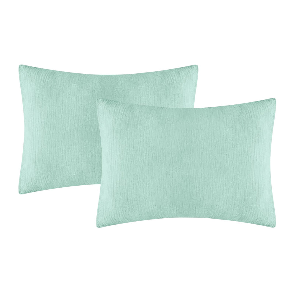 Dormlony organic cotton muslin mini pillowcase blue 13x18, breathable and gentle for kids.