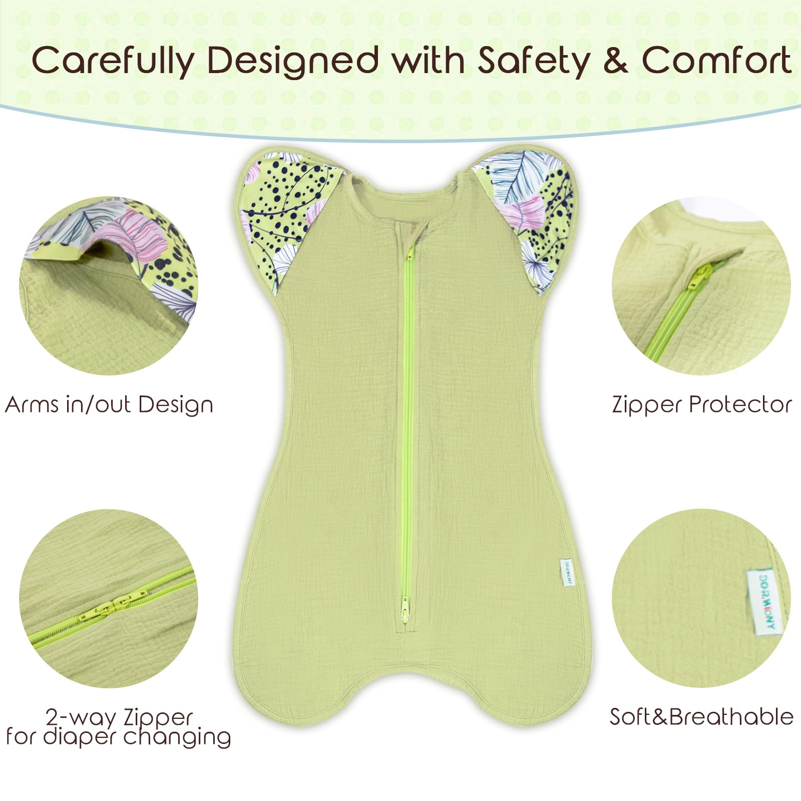 Dormlony self-soothing sleep sack in Vitality style for comfortable nights.