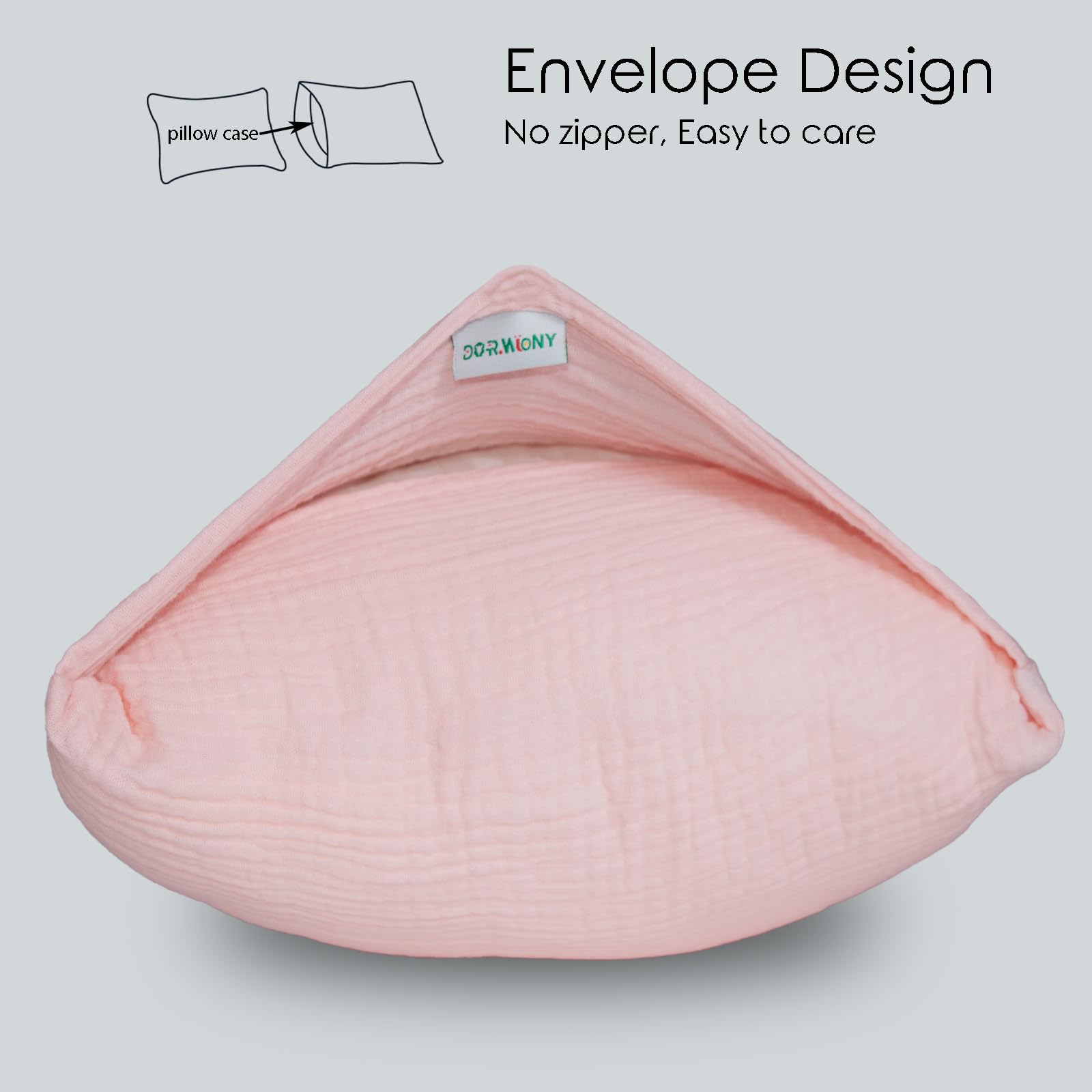 Dormlony 2-pack pink toddler pillowcases fit 13x18 pillows and simplify laundry.