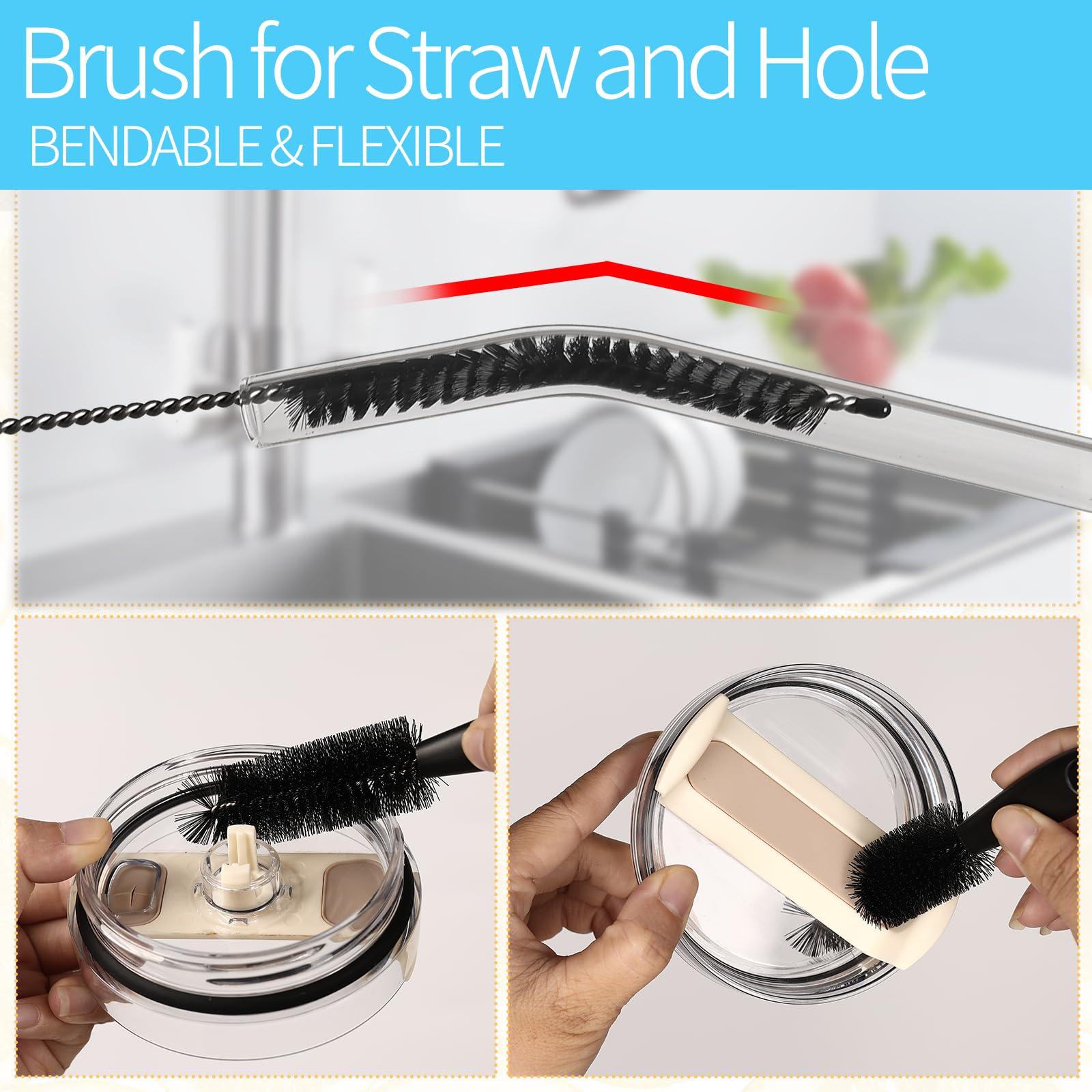 Dosanlues lid brush deep cleans cup lids and seals
