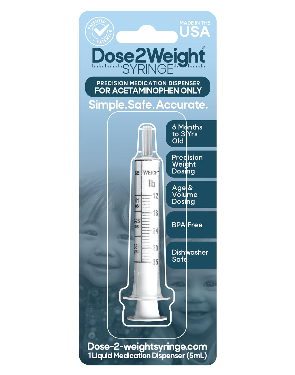Dose-2-Weight Syringe shows precision dosing for infants' acetaminophen.