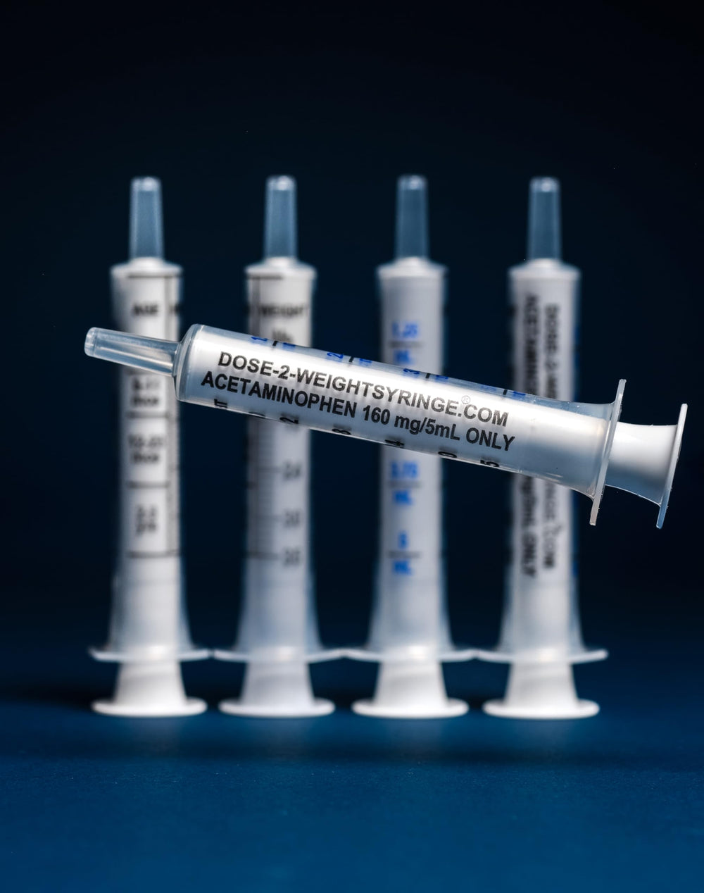 Dose-2-Weight Syringe displays clear volume marks for easy dosing.